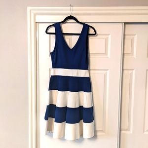 Felicity and Coco Blue and White Stripe Cocktail Sleeveless Dress size Medium